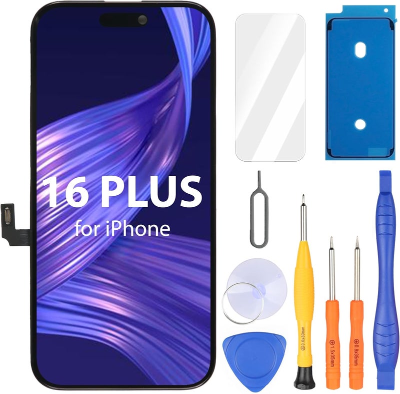 Ayake Store for iPhone 16 Plus Screen Replacement, 6.7 inch FHD LCD Display and Touch Digitizer Screen, True Tone Programmable, Face ID Remains (for A3290, A3082, A3289, A3291) - Image 1